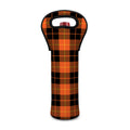 Orange Black And Yellow Tartan Print Single Neoprene Wine Tote