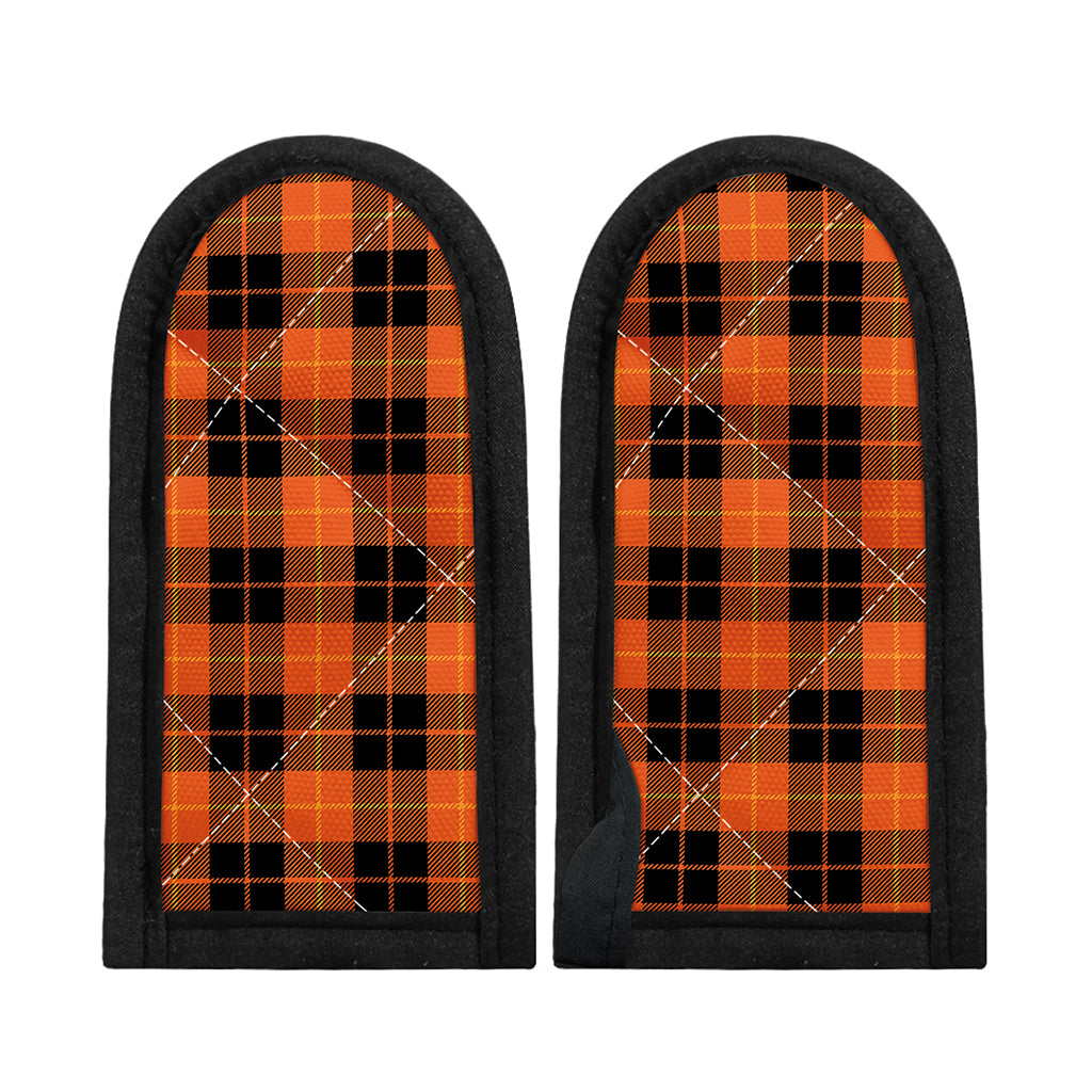 Orange Black And Yellow Tartan Print Skillet Handle Cover