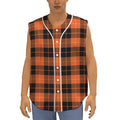 Orange Black And Yellow Tartan Print Sleeveless Baseball Jersey