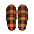 Orange Black And Yellow Tartan Print Slippers