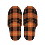Orange Black And Yellow Tartan Print Slippers