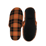 Orange Black And Yellow Tartan Print Slippers