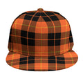 Orange Black And Yellow Tartan Print Snapback Cap