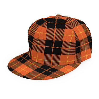 Orange Black And Yellow Tartan Print Snapback Cap