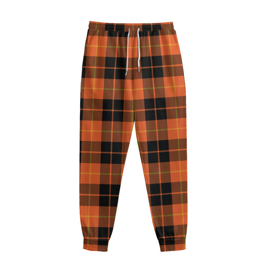 Orange Black And Yellow Tartan Print Sweatpants