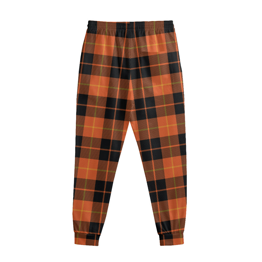 Orange Black And Yellow Tartan Print Sweatpants