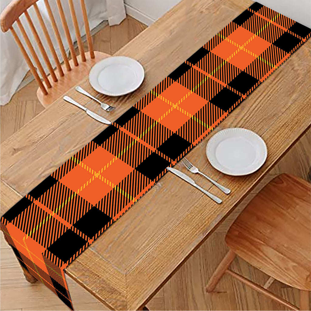 Orange Black And Yellow Tartan Print Table Runner