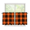 Orange Black And Yellow Tartan Print Tier Curtains