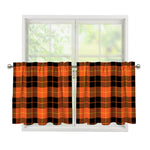 Orange Black And Yellow Tartan Print Tier Curtains