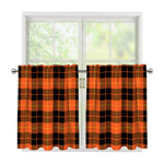 Orange Black And Yellow Tartan Print Tier Curtains