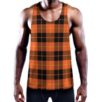 Orange Black And Yellow Tartan Print Training Tank Top