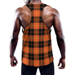 Orange Black And Yellow Tartan Print Training Tank Top
