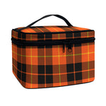 Orange Black And Yellow Tartan Print Travel Makeup Bag