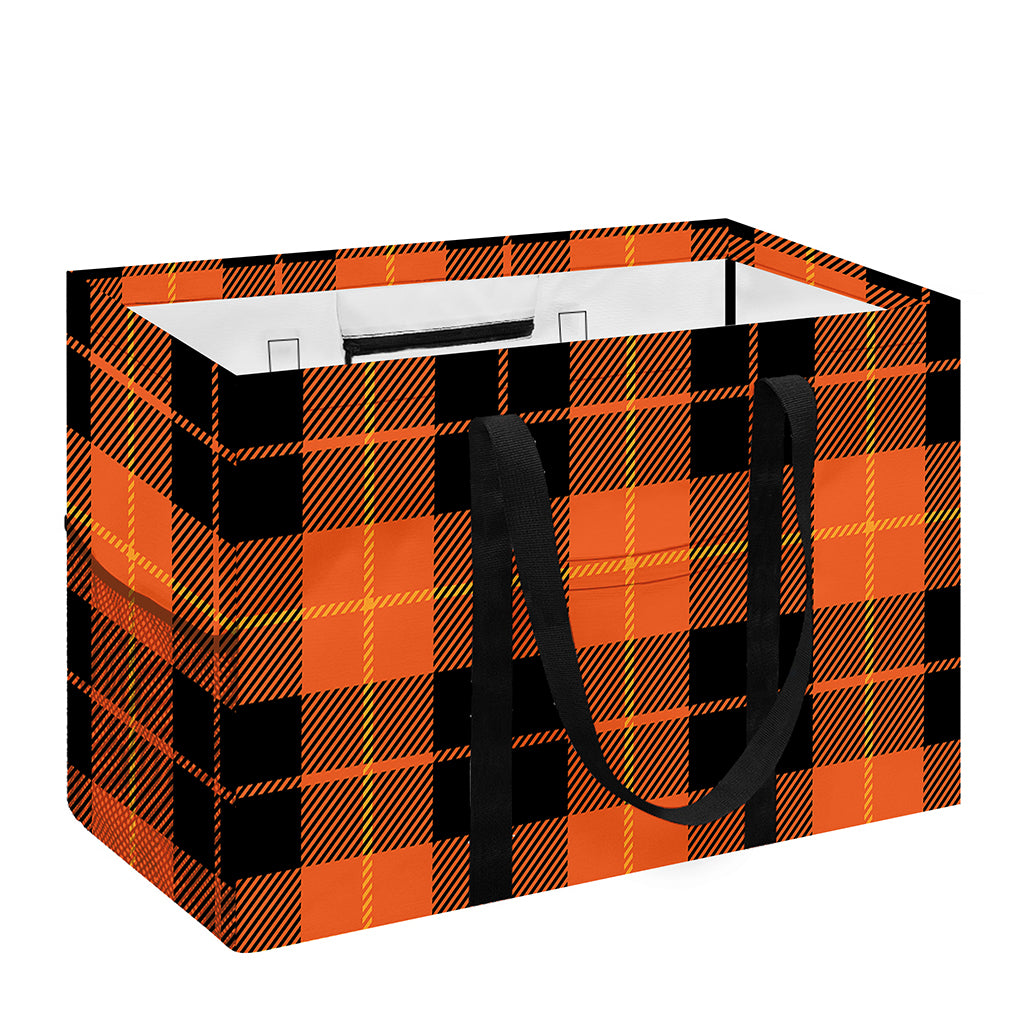Orange Black And Yellow Tartan Print Utility Tote Bag