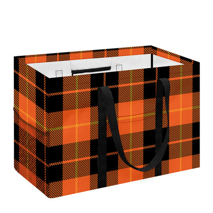 Orange Black And Yellow Tartan Print Utility Tote Bag