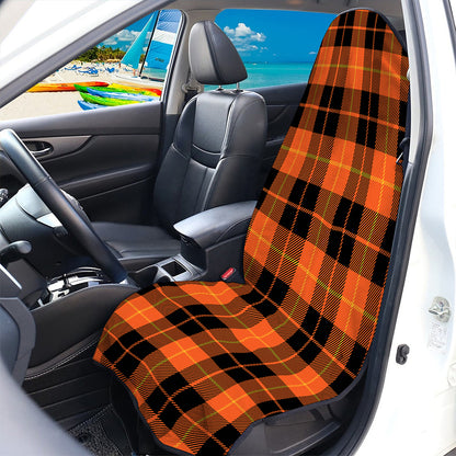 Orange Black And Yellow Tartan Print Waterproof Car Seat Cover