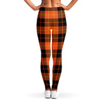 Orange Black And Yellow Tartan Print Women's Leggings