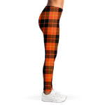 Orange Black And Yellow Tartan Print Women's Leggings
