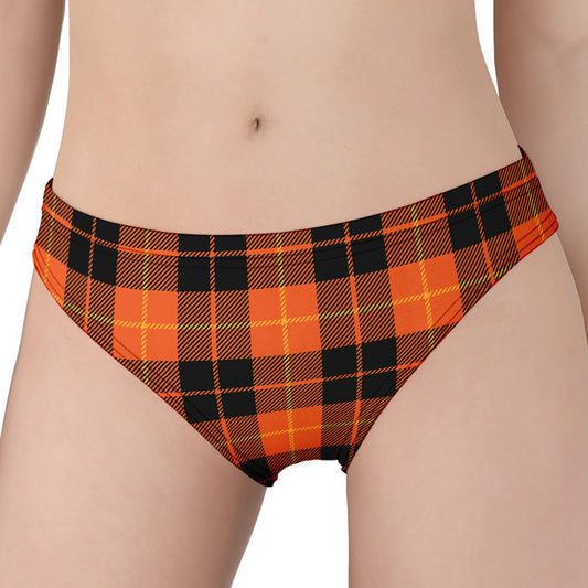 Orange Black And Yellow Tartan Print Women's Panties