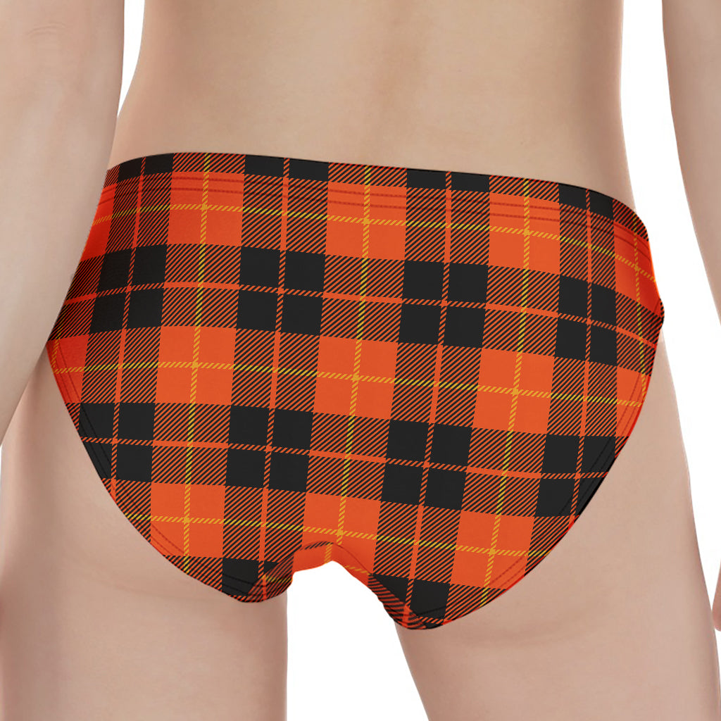 Orange Black And Yellow Tartan Print Women's Panties