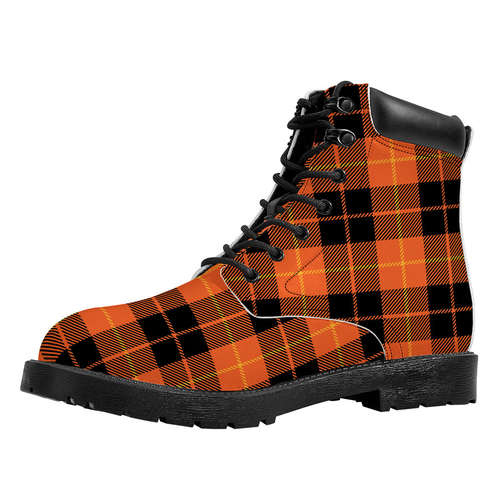 Orange Black And Yellow Tartan Print Work Boots