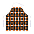 Orange Black Grey And White Argyle Print Adjustable Apron