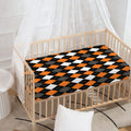 Orange Black Grey And White Argyle Print Baby Crib Sheet