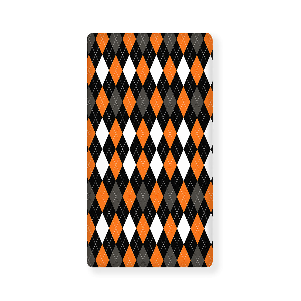 Orange Black Grey And White Argyle Print Baby Crib Sheet