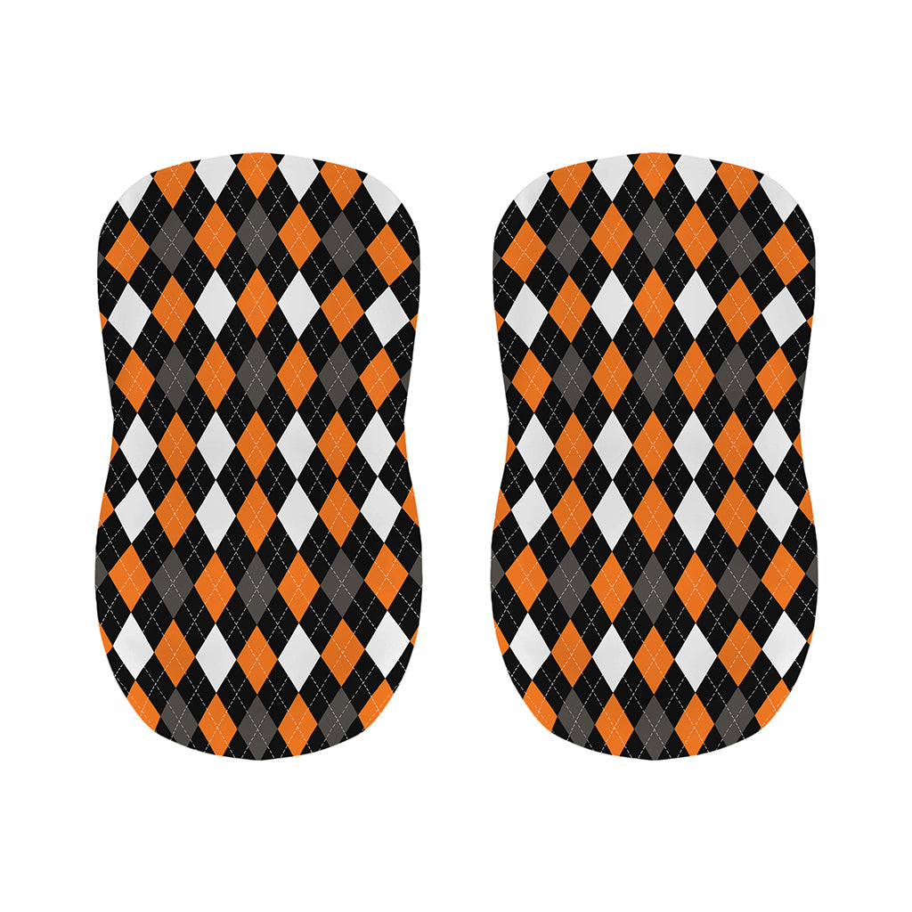 Orange Black Grey And White Argyle Print Bar Stool Covers
