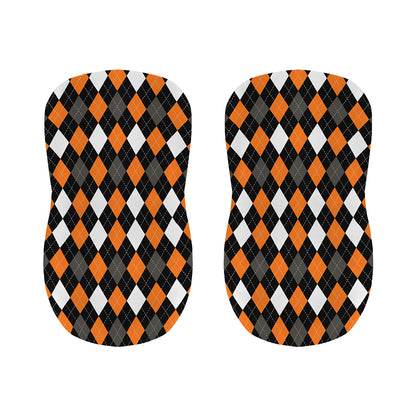 Orange Black Grey And White Argyle Print Bar Stool Covers