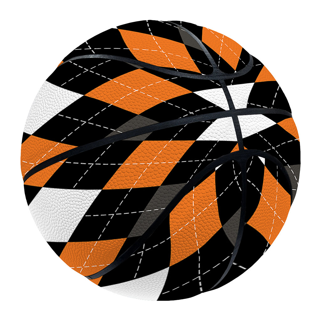 Orange Black Grey And White Argyle Print Basketball