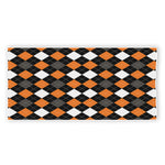 Orange Black Grey And White Argyle Print Beach Towel