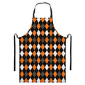 Orange Black Grey And White Argyle Print Bib Apron With Pocket