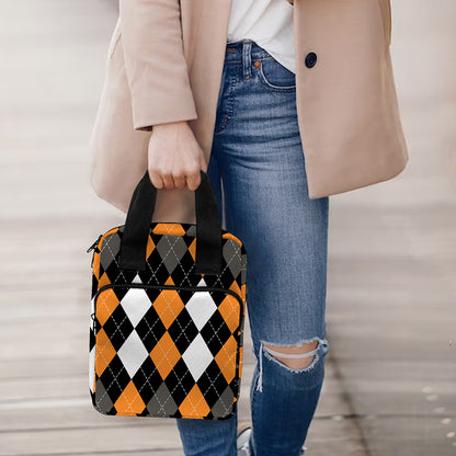Orange Black Grey And White Argyle Print Bible Tote Bag