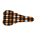 Orange Black Grey And White Argyle Print Bicycle Seat Cover