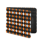 Orange Black Grey And White Argyle Print Bifold Wallet