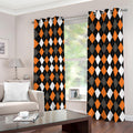 Orange Black Grey And White Argyle Print Dimout Grommet Curtains