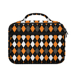 Orange Black Grey And White Argyle Print Briefcase Bible Bag