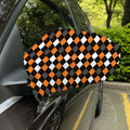 Orange Black Grey And White Argyle Print Car Side Mirror Covers