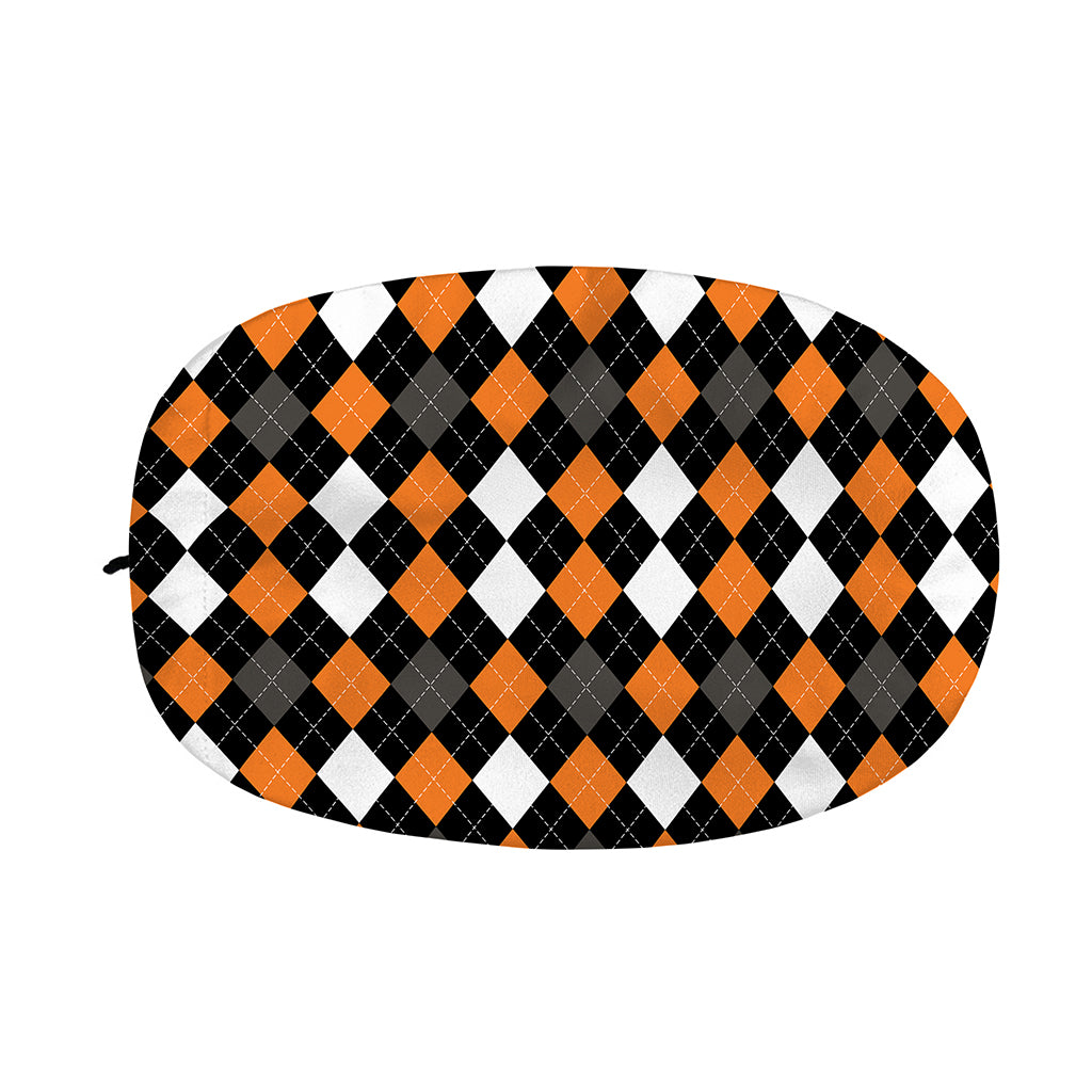 Orange Black Grey And White Argyle Print Car Side Mirror Covers