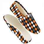 Orange Black Grey And White Argyle Print Casual Shoes