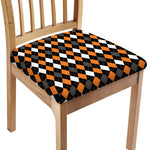 Orange Black Grey And White Argyle Print Chair Cushion Cover