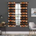 Orange Black Grey And White Argyle Print Grommet Curtain Panels