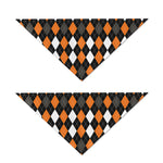 Orange Black Grey And White Argyle Print Dog Bandana