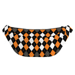 Orange Black Grey And White Argyle Print Fanny Pack