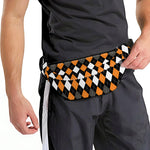 Orange Black Grey And White Argyle Print Fanny Pack
