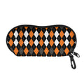 Orange Black Grey And White Argyle Print Glasses Case
