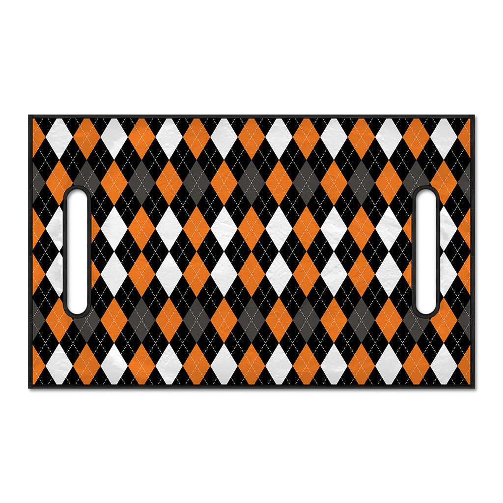 Orange Black Grey And White Argyle Print Golf Cart Seat Cover
