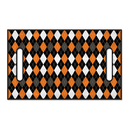 Orange Black Grey And White Argyle Print Golf Cart Seat Cover