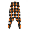 Orange Black Grey And White Argyle Print Hammer Pants